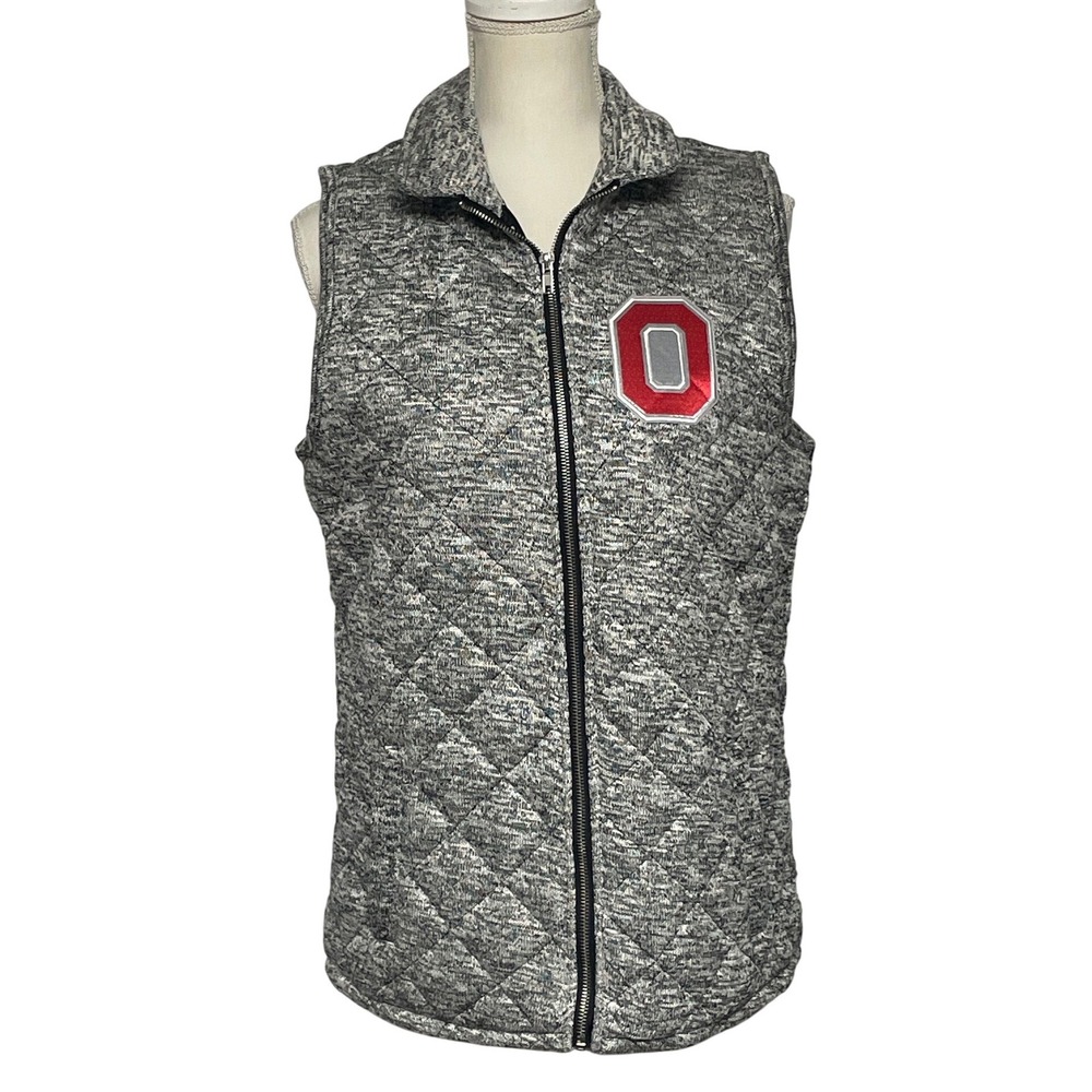 Ohio State Buckeyes Collegiate Embroidered Logo Quilted Outerwear Vest Women's L